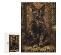 Jigsaw Puzzle for Adults 300 PCS Tortoiseshell Cat Throne Teenagers Puzzles Relaxing Games Presents for Women Unique Gifts for Birthday And Christmas 300 PCS