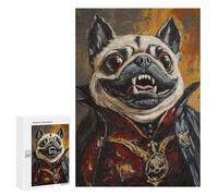 Jigsaw Puzzle for Adults 300 PCS Vampire Pug Art Print-3 Jigsaws for Adults Puzzle Difficult Challenge Difficult And Challenge Brainteaser Family Games 300 PCS