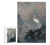 Jigsaw Puzzle for Adults 300 PCS White Heron in Misty Landscape Teenagers Puzzles Brain Teaser Game Analysis And Logic for Is Ideal As A Gift 300 PCS