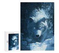 Jigsaw Puzzle for Adults 300 PCS White Wolf in Snowy Forest Jigsaw Toy Wall Decor But Fun And Humorous Parent-child Interaction 300 PCS