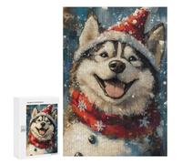 Jigsaw Puzzle for Adults 300 PCS Winter Husky Fun Puzzle For Teenagers Difficult Hard Wishlist with Santa Claus Challenging Family Fun Game 300 PCS