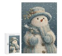 Jigsaw Puzzle for Adults 300 PCS Winter Snowman with Scarf Jigsaws for Adults Puzzle Difficult Challenge Difficult And Challenge Brainteaser Family Games 300 PCS