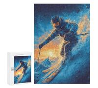 Jigsaw Puzzle for Adults 300 PCS Winter Sports Adventure Puzzle For Teenagers Difficult Hard Wishlist with Santa Claus Challenging Family Fun Game 300 PCS