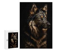 Jigsaw Puzzle for Adults 300 PCS Wolf Gold Dark Animal Teenagers Puzzles Brain Teaser Game Analysis And Logic for Is Ideal As A Gift 300 PCS