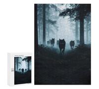 Jigsaw Puzzle for Adults 300 PCS Wolf Pack in Foggy Forest Teenagers Puzzles Brain Teaser Game Analysis And Logic for Is Ideal As A Gift 300 PCS