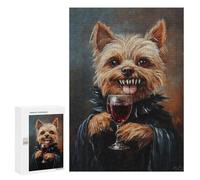 Jigsaw Puzzle for Adults 300 PCS Yorkie Wine Lover Art Print Jigsaws for Adults Puzzle Difficult Challenge Difficult And Challenge Brainteaser Family Games 300 PCS