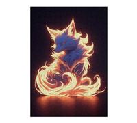 Jigsaw Puzzle for Adults 38x26cm/1000pcs Neon Fire Kitsune Fox Jigsaw for Adults Relaxing Games Stress Reliever Unique Gifts for Birthday And Christmas 38x26cm/1000pcs