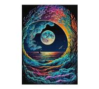 Jigsaw Puzzle for Adults 38x26cm/1000pcs Whimsical Ocean Wave Moon Scene Puzzles for Adults Relax Games Enhance Memory Difficult And Challenge 38x26cm/1000pcs
