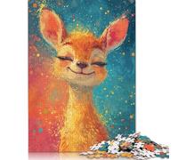 Jigsaw Puzzle for Adults 500 Cheerful Starry Fawn Puzzle for Adults Woodenboard Puzzles Fun at Home Activities, Birthday Present,Travel Gifts 500pcs (52x38cm)
