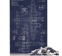 Jigsaw Puzzle for Adults 500 Junkers Ju88 G1 Blueprint Puzzle for Adults Woodenboard Puzzles Fun at Home Activities, Birthday Present,Travel Gifts 500pcs (52x38cm)