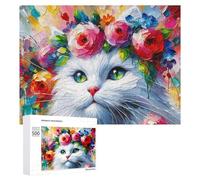 Jigsaw Puzzle for Adults 500 PCS Acrylic Majestic Blossoming Cat Jigsaw Toy Wall Decor But Fun And Humorous Parent-child Interaction 500 PCS
