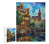 Jigsaw Puzzle for Adults 500 PCS Amsterdam Canal Glow Jigsaw for Adults Anti-Stress Toys Enhance Memory Birthday And Unique Gifts 500 PCS