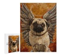 Jigsaw Puzzle for Adults 500 PCS Angel Pug with Wings Art Print Jigsaws for Adults Puzzle Difficult Challenge Difficult And Challenge Brainteaser Family Games 500 PCS