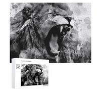Jigsaw Puzzle for Adults 500 PCS Angry Lion Ink Art Jigsaw Toy Wall Decor But Fun And Humorous Parent-child Interaction 500 PCS