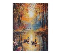 Jigsaw Puzzle for Adults 500 PCS Autumn River Ducks Jigsaw Puzzle Relax Games Home Decoration Unique Gifts for Birthday And Christmas 500 PCS