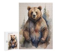 Jigsaw Puzzle for Adults 500 PCS Brown Bear Watercolor Teenagers Puzzles Family Games Difficult Hard for Is Ideal As A Gift 500 PCS