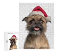 Jigsaw Puzzle for Adults 500 PCS Brussels Griffon Dog with Santa Hat Jigsaw for Adults Anti-Stress Toys Enhance Memory Birthday And Unique Gifts 500 PCS