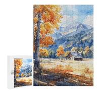 Jigsaw Puzzle for Adults 500 PCS Cabin Mountain Fall Teenagers Puzzles Family Games Difficult Hard for Is Ideal As A Gift 500 PCS