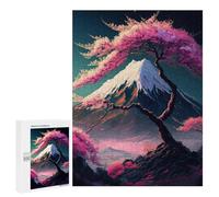 Jigsaw Puzzle for Adults 500 PCS Cherry Blossom Mountain Serenity Jigsaw Brain Teaser Game Precision Cutting Parent-child Interaction 500 PCS
