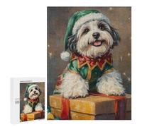 Jigsaw Puzzle for Adults 500 PCS Christmas Dog in Elf Outfit Jigsaws for Adults Puzzle Difficult Challenge Difficult And Challenge Brainteaser Family Games 500 PCS