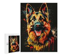 Jigsaw Puzzle for Adults 500 PCS Colorful German Shepherd Art Print-5 Puzzle for Adults Family Games But Fun And Humorous Difficult And Challenge 500 PCS