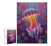 Jigsaw Puzzle for Adults 500 PCS Colorful Jellyfish Art Print-3 Puzzle For Teenagers Difficult Hard Wishlist with Santa Claus Challenging Family Fun Game 500 PCS