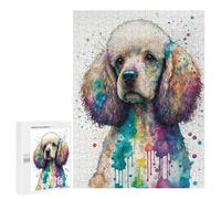 Jigsaw Puzzle for Adults 500 PCS Colorful Poodle Watercolor Art Print Jigsaw Brain Teaser Game Precision Cutting Parent-child Interaction 500 PCS
