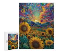 Jigsaw Puzzle for Adults 500 PCS Colorful Sunflower Field Puzzle For Teenagers Difficult Hard Wishlist with Santa Claus Challenging Family Fun Game 500 PCS