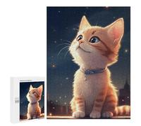 Jigsaw Puzzle for Adults 500 PCS Comic Cat At Night Teenagers Puzzles Family Games Difficult Hard for Is Ideal As A Gift 500 PCS