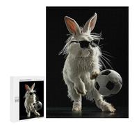 Jigsaw Puzzle for Adults 500 PCS Cool Bunny with Soccer Ball Jigsaw Brain Teaser Game Precision Cutting Parent-child Interaction 500 PCS