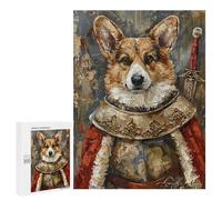 Jigsaw Puzzle for Adults 500 PCS Corgi Knight Armor Painting Puzzle For Teenagers Difficult Hard Wishlist with Santa Claus Challenging Family Fun Game 500 PCS