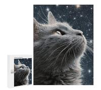 Jigsaw Puzzle for Adults 500 PCS Cosmic Cat Gazing Stars Jigsaws for Adults Puzzle Difficult Challenge Difficult And Challenge Brainteaser Family Games 500 PCS