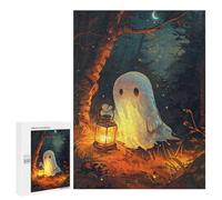 Jigsaw Puzzle for Adults 500 PCS Cute Spooky Ghost Holding A Lantern Teenagers Puzzles Brain Teaser Game Analysis And Logic for Is Ideal As A Gift 500 PCS