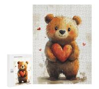 Jigsaw Puzzle for Adults 500 PCS Cute Teddy Bear Holding Heart Jigsaws for Adults Puzzle Difficult Challenge Difficult And Challenge Brainteaser Family Games 500 PCS
