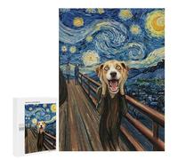 Jigsaw Puzzle for Adults 500 PCS Dog Scream Starry Night Parody Teenagers Puzzles Brain Teaser Game Analysis And Logic for Is Ideal As A Gift 500 PCS