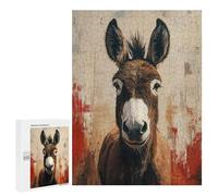 Jigsaw Puzzle for Adults 500 PCS Donkey Portrait with Abstract Background Puzzle for Adults Family Games But Fun And Humorous Difficult And Challenge 500 PCS