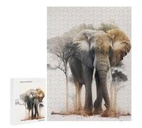 Jigsaw Puzzle for Adults 500 PCS Elephant Animal Sunset Teenagers Puzzles Family Games Difficult Hard for Is Ideal As A Gift 500 PCS