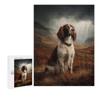 Jigsaw Puzzle for Adults 500 PCS English Springer Spaniel in A Field Jigsaw Toy Wall Decor But Fun And Humorous Parent-child Interaction 500 PCS