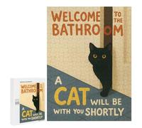 Jigsaw Puzzle for Adults 500 PCS Fat Cat Welcome Bathroom Art Jigsaw Toy Wall Decor But Fun And Humorous Parent-child Interaction 500 PCS
