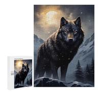 Jigsaw Puzzle for Adults, 500 PCS, Featuring Black Wolf in Snowy Mountains, A Relaxing Challenge for Adult Puzzle Enthusiasts, for Family Fun