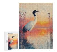 Jigsaw Puzzle for Adults, 500 PCS, Featuring Crane by The Water at Sunset, A Creative Way to Unwind after A Busy Day, for Family Fun