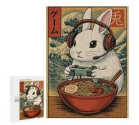 Jigsaw Puzzle for Adults, 500 PCS, Featuring Gaming Rabbit Ramen Poster, Japanese Gamer Wall Art, Retro Anime Style Food Illu, A Creative Way to Unwind after A Busy Day, for Family Fun