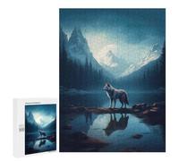 Jigsaw Puzzle for Adults, 500 PCS, Featuring Lonely Wolf in A Lake, A Relaxing Challenge for Adult Puzzle Enthusiasts, at Home