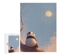 Jigsaw Puzzle for Adults, 500 PCS, Featuring Panda Gazing at The Moon, A Relaxing Challenge for Adult Puzzle Enthusiasts, at Home