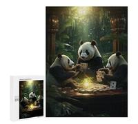 Jigsaw Puzzle for Adults, 500 PCS, Featuring Pandas Playing Poker in The Jungle, A Relaxing Challenge for Adult Puzzle Enthusiasts, at Home