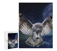 Jigsaw Puzzle for Adults, 500 PCS, Featuring The Great Grey Owl in Flight And Blue Moon, A Relaxing Challenge for Adult Puzzle Enthusiasts, for Family Fun