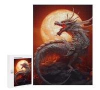 Jigsaw Puzzle for Adults 500 PCS Fiery Dragon Moonlit Majesty Jigsaw Brain Teaser Game Precision Cutting Parent-child Interaction 500 PCS