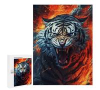 Jigsaw Puzzle for Adults 500 PCS Fiery Tiger Roar Art Print Jigsaw Brain Teaser Game Precision Cutting Parent-child Interaction 500 PCS