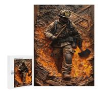 Jigsaw Puzzle for Adults 500 PCS Firefighter Fireman Flame Jigsaw for Adults Anti-Stress Toys Enhance Memory Birthday And Unique Gifts 500 PCS