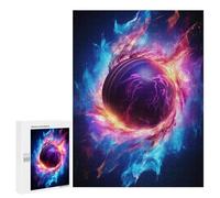 Jigsaw Puzzle for Adults 500 PCS Flame Engulfs Cricket Ball Teenagers Puzzles Brain Teaser Game Analysis And Logic for Is Ideal As A Gift 500 PCS